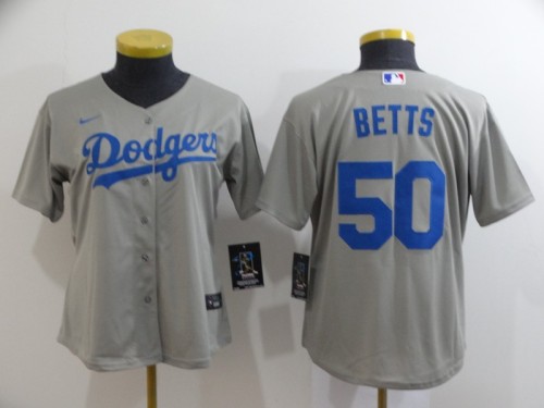 Women Nike Los Angeles Dodgers 50 Mookie Baseball Jersey Gray