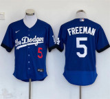 Nike Los Angeles Dodgers 5 Freddie Freeman Baseball Jersey Blue