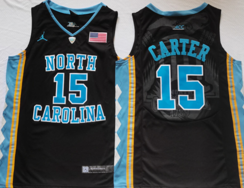 North Carolina 15 Vince Carter College Basketball Jersey Black