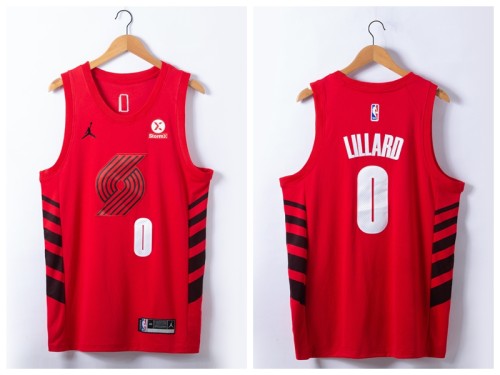 Jordan Portland Trail Blaze 0 Damian Lillard Basketball Jersey Red