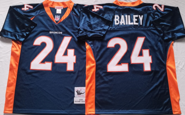 Denver Broncos 24 Champ Bailey Football Jersey Limited Navy Blue Retro