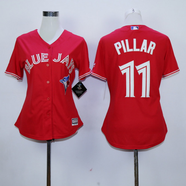 Women Toronto Blue Jays 11 Kevin Pillar Baseball Jersey Red