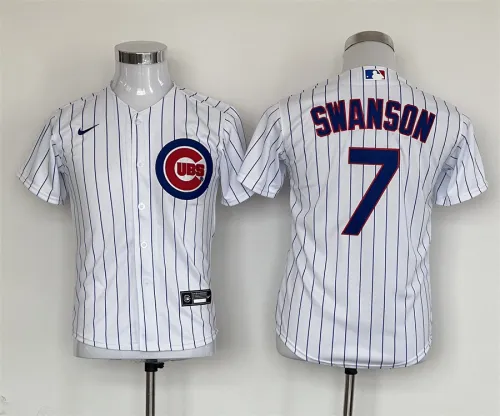 Youth Nike Chicago Cubs 7 Dansby Swanson Baseball Jersey White