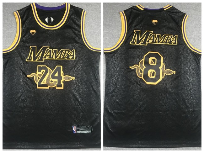 Nike Los Angeles Lakers 24 and 8 Mamba Basketball Jersey Black