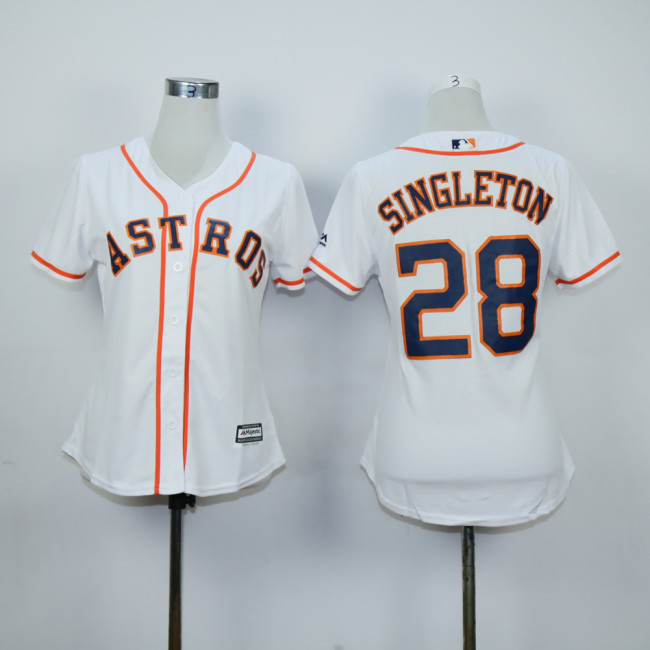 Women Houston Astros 28 Jon Singleton Baseball Jersey White