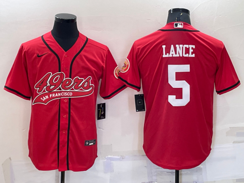 San Francisco 49ers 5 Trey Lance Baseball Jersey Red