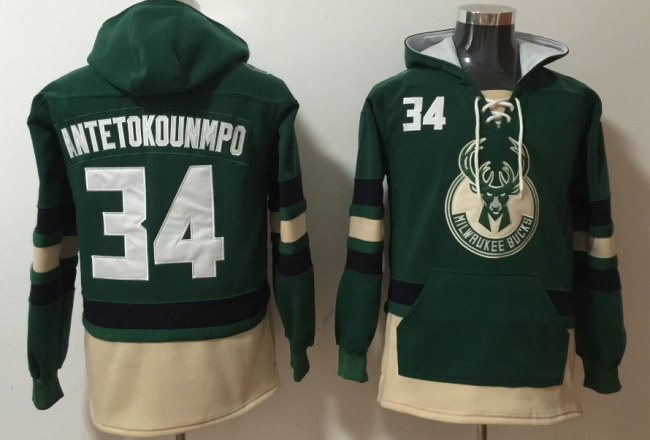 Milwaukee Bucks 34 Giannis Antetokounmpo Hoodies Basketball Jersey Green