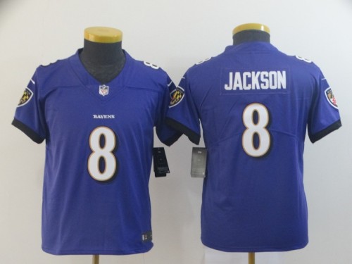 Youth Baltimore Ravens 8 Lamar Jackson Football Jersey Legend Purple