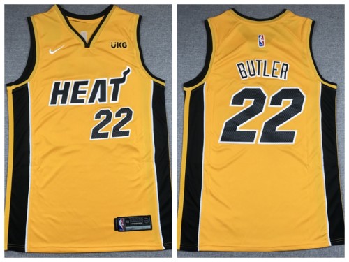 Nike Miami Heat 22 Jimmy Butler Basketball Jersey Yellow Award City Edition