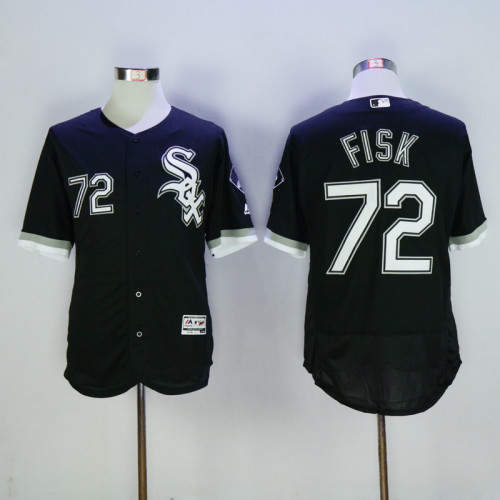 Chicago White Sox 72 Carlton Fisk Flexbase Baseball Jersey Black