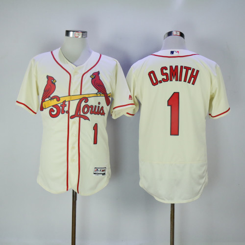 St.Louis Cardinals 1 Ozzie Smith Flexbase Baseball Jersey Beige