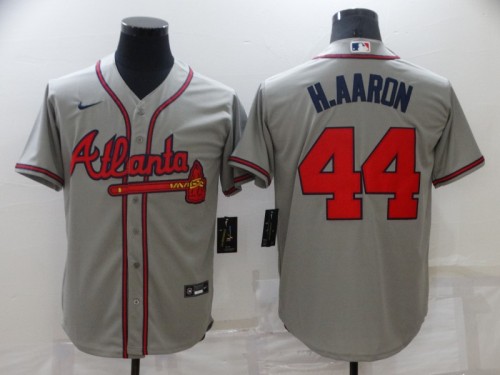 Nike Atlanta Braves 44 Hank Aaron Baseball Jersey Gray