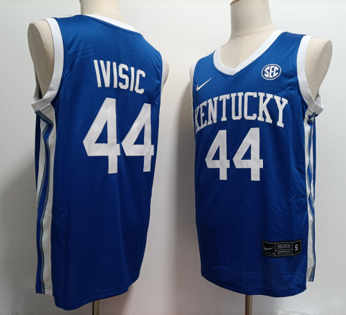 Kentucky Wildcats 44 Zvonimir Ivisic College Basketball Jersey Blue