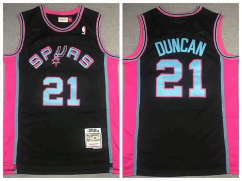 San Antonio Spurs 21 Tim Duncan Basketball Jersey Black Retro