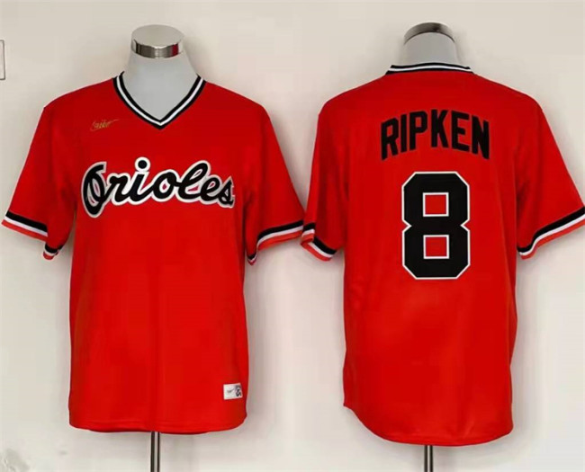 Nike Baltimore Orioles 8 Cal Ripken Baseball Jersey Orange Retro