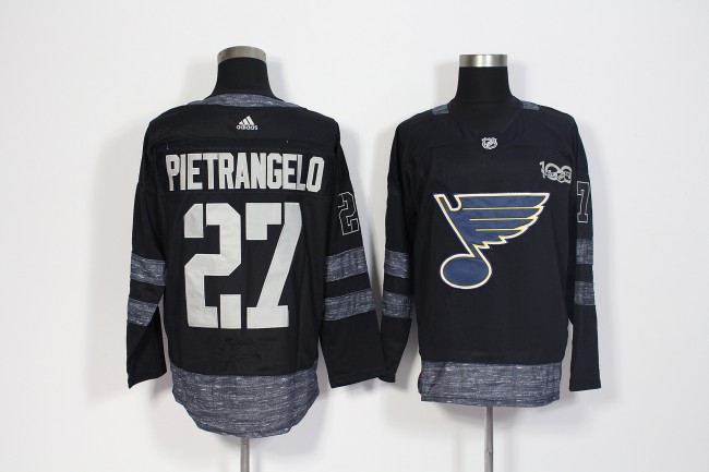 Adidas 100th Anniversary St. Louis Blues 27 Alex Pietrangelo Ice Hockey Jersey Black