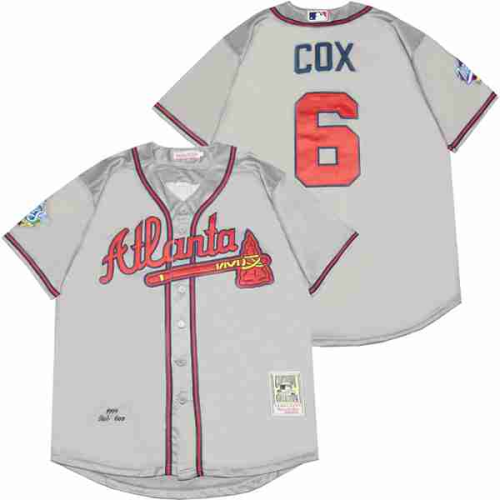 Atlanta Braves 6 Bobby Cox Baseball Jersey Gray Retro