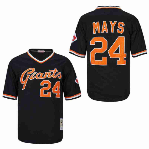 San Francisco Giants 24 Willie Mays Baseball Jersey Black Retro