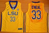 LSU Tigers 33 Shaquille O'Neal College Basketball Jersey Gold