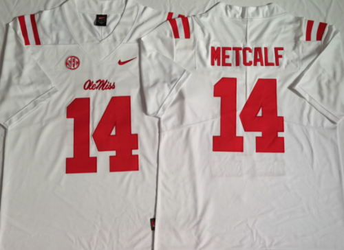 Ole Miss Rebels 14 D.K. Metcalf College Football Jersey White