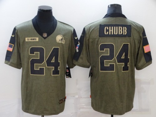 Cleveland Browns 24 Nick Chubb Football Jersey New salute