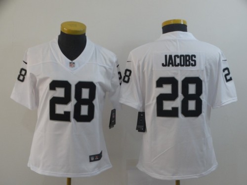 Women Oakland Raiders 28 Josh Jacobs Football Jersey Legend White