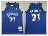Youth Minnesota Timberwolv 21 Kevin Garnett Basketball Jersey Blue Retro
