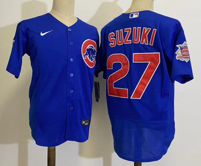 Nike Chicago Cubs 27 Seiya Suzuki Flexbase Baseball Jersey Blue