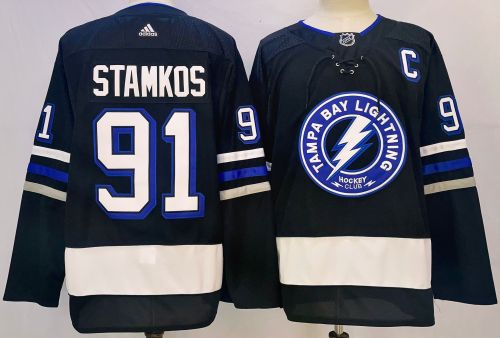 Adidas Tampa Bay Lightning 91 Steven Stamkos Ice Hockey Jersey Black