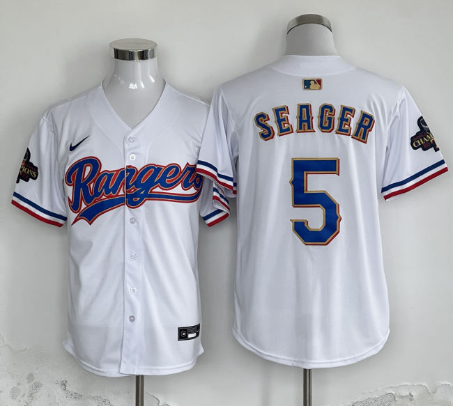 Nike Texas Rangers 5 Corey Seager Baseball Jersey White Champion