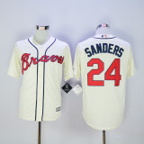 Atlanta Braves 24 Deion Sanders Baseball Jersey Beige