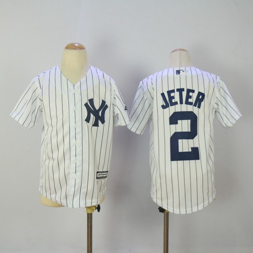 Youth New York Yankees 2 Derek Jeter Baseball Jersey White
