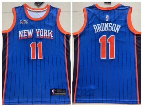 New York Knicks 11 Jalen Brunson Basketball Jersey Blue City Edition