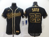 Nike Washington Nationals 22 Juan Soto Flexbase Baseball Jersey Black Retro gold character