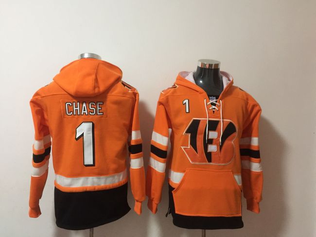 Cincinnati Bengals 1 Ja'Marr Chase Hoodies Football Jersey Orange