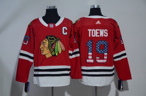 Adidas Classic Chicago Blackhawks 19 Jonathan Toews Ice Hockey Jersey Red National flag