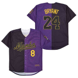 Los Angeles Dodgers MAMBA 8 and 24 Kobe Bryant Baseball Jersey Black Purple