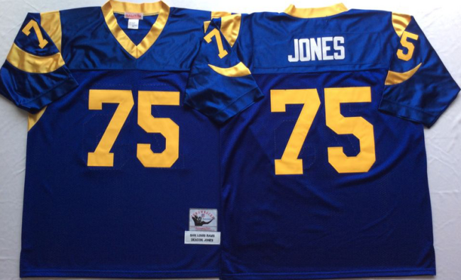 St. Louis Rams 75 Deacon Jones Football Jersey Blue Retro