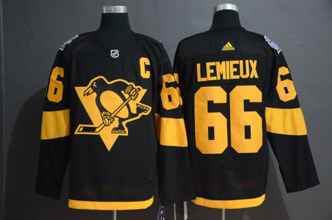 Adidas Classic Pittsburgh Penguins Venue version 66 Mario Lemieux Ice Hockey Jersey Black