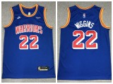 Nike Golden State Warrior 22 Andrew Wiggins Basketball Jersey Blue Retro