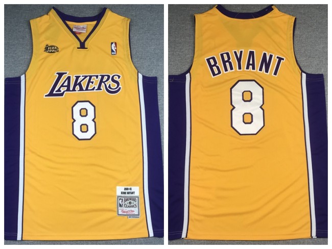 Los Angeles Lakers 8 Kobe Bryant Basketball Jersey Yellow Retro Final version