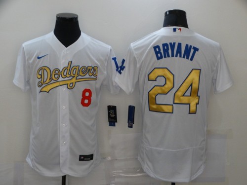 Nike Los Angeles Dodgers 8 and 24  Kobe Bryant Baseball Jersey White champion gold lettering