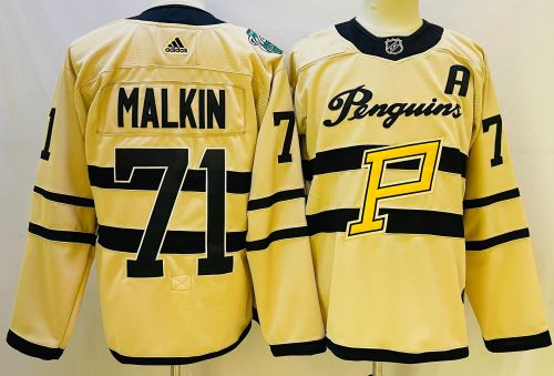 Adidas Pittsburgh Penguins 71 Evgeni Malkin Ice Hockey Jersey Beige