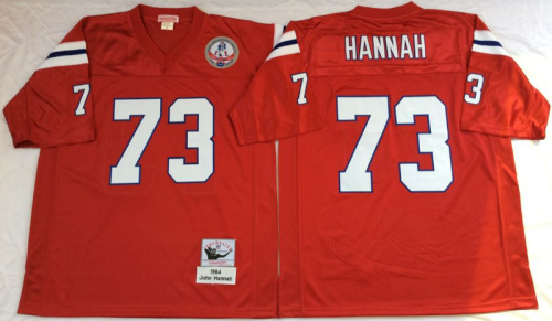 New England Patriots 73 John Hannah Football Jersey Red Retro