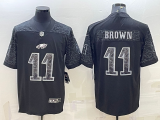 Philadelphia Eagles 11 A.J. Brown Football Jersey Black Reflector