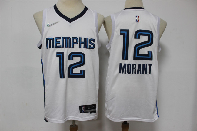 Nike Memphis Grizzlies 12 Ja Morant Basketball Jersey White 75th Anniversary Edition