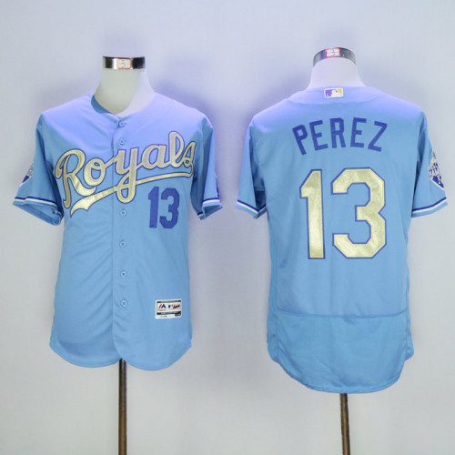 Kansas City Royals 13 Salvador Perez Flexbase Baseball Jersey Light Blue Champion