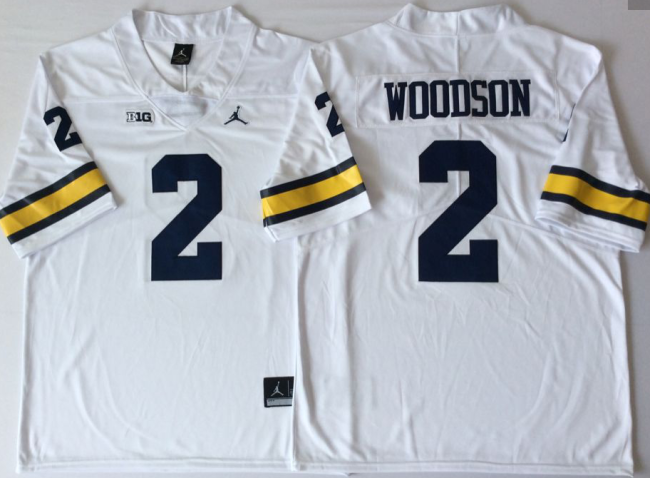 New Jordan Brand Michigan Wolverines 2 Charles Woodson Limited College Football Jersey White