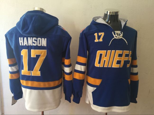 Classic Brothers Charlestown 17 Hanson Ice Hoodies Hockey Jersey Blue