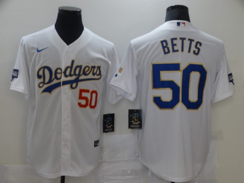 Nike Los Angeles Dodgers 50 Mookie Betts Baseball Jersey White